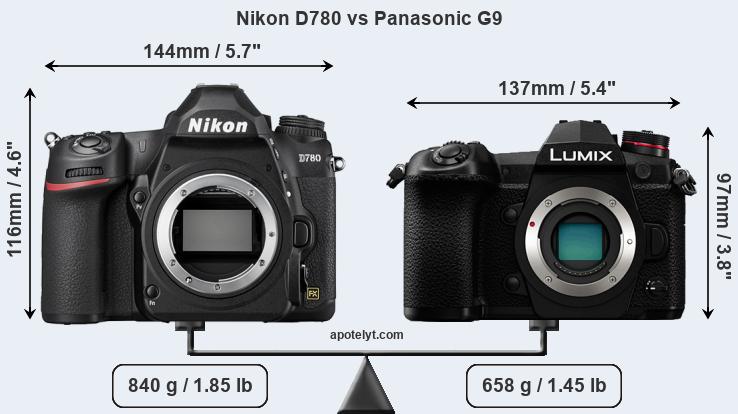 Size Nikon D780 vs Panasonic G9