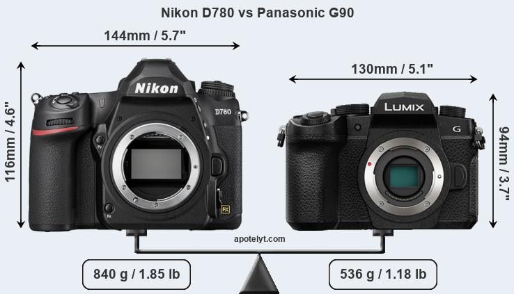 Size Nikon D780 vs Panasonic G90