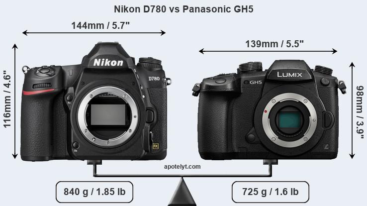 Size Nikon D780 vs Panasonic GH5