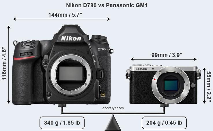 Size Nikon D780 vs Panasonic GM1