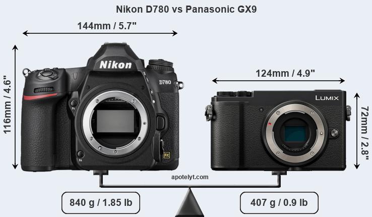 Size Nikon D780 vs Panasonic GX9