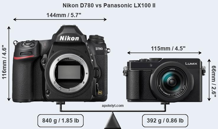 Size Nikon D780 vs Panasonic LX100 II