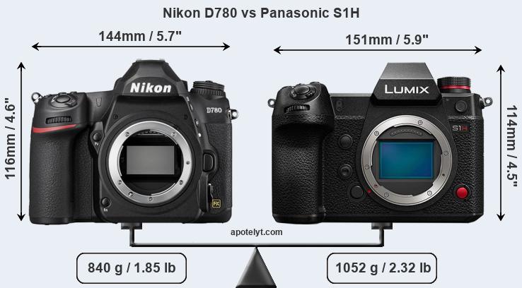 Size Nikon D780 vs Panasonic S1H