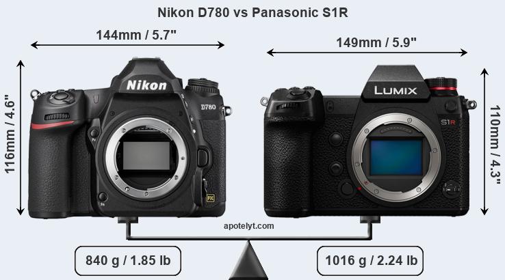 Size Nikon D780 vs Panasonic S1R