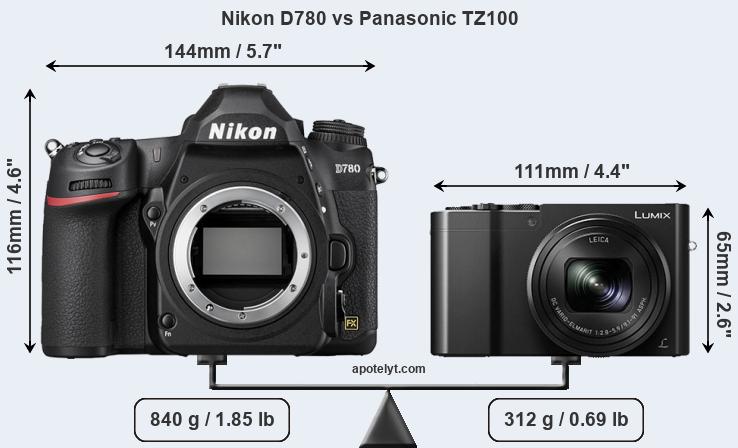 Size Nikon D780 vs Panasonic TZ100