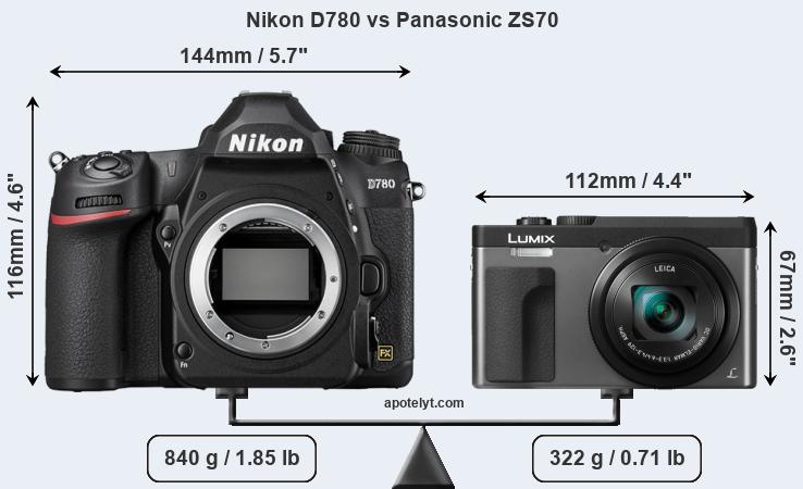 Size Nikon D780 vs Panasonic ZS70