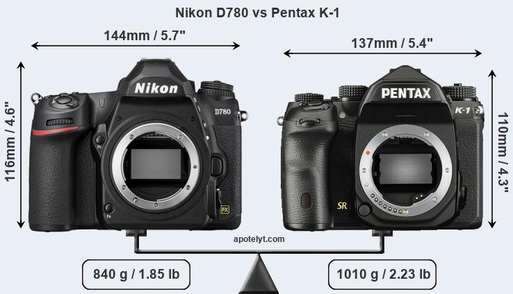 Size Nikon D780 vs Pentax K-1