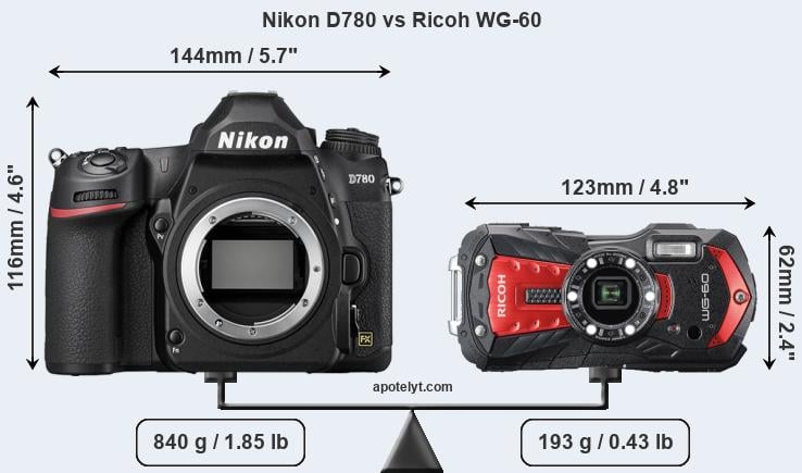 Size Nikon D780 vs Ricoh WG-60