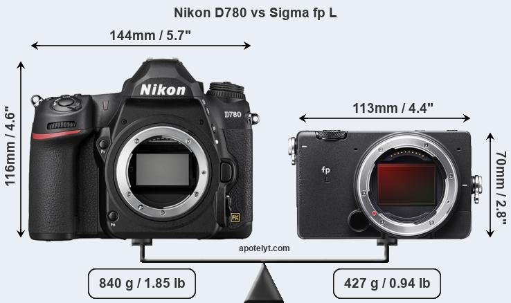 Size Nikon D780 vs Sigma fp L