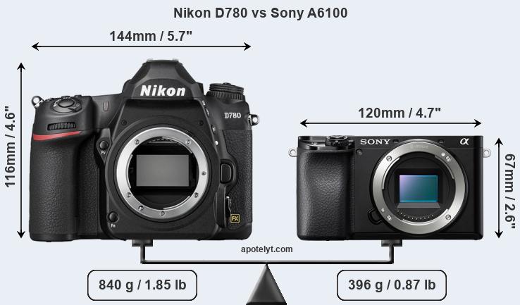 Size Nikon D780 vs Sony A6100