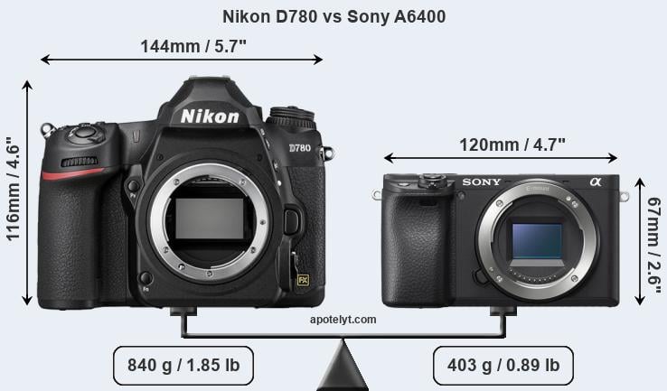 Size Nikon D780 vs Sony A6400