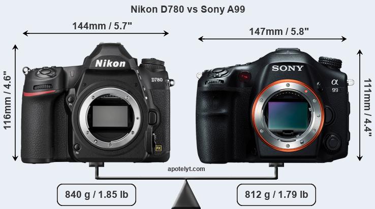 Size Nikon D780 vs Sony A99