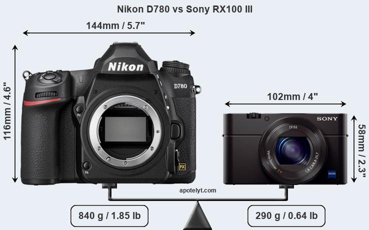 Size Nikon D780 vs Sony RX100 III