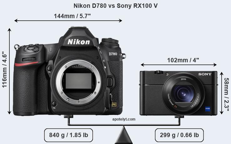 Size Nikon D780 vs Sony RX100 V