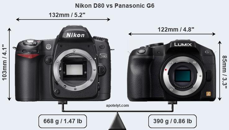 Size Nikon D80 vs Panasonic G6