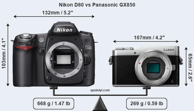 Size Nikon D80 vs Panasonic GX850