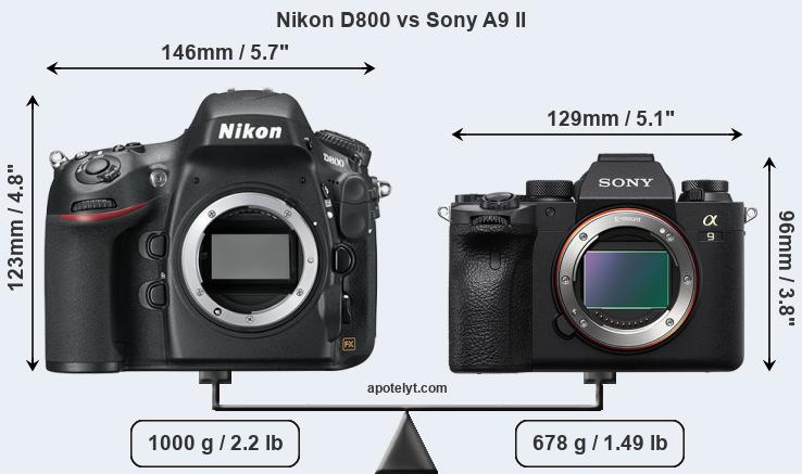 Size Nikon D800 vs Sony A9 II