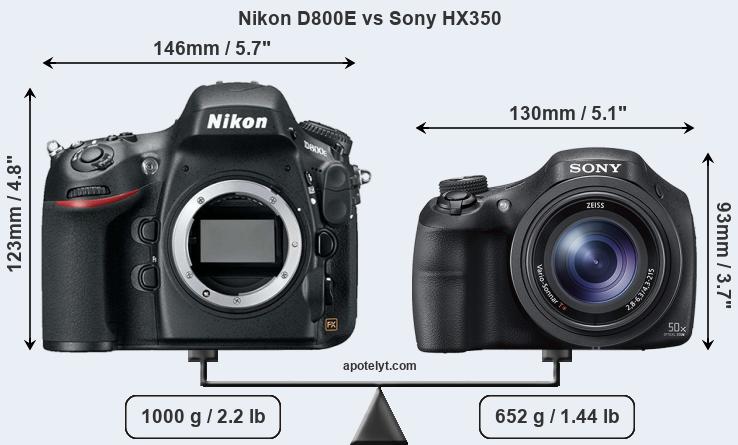 Size Nikon D800E vs Sony HX350