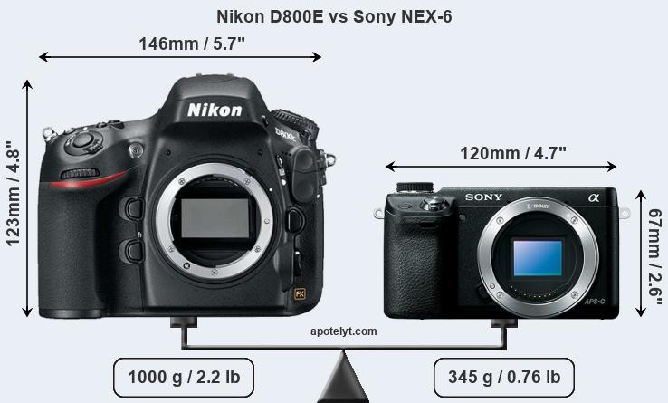Size Nikon D800E vs Sony NEX-6