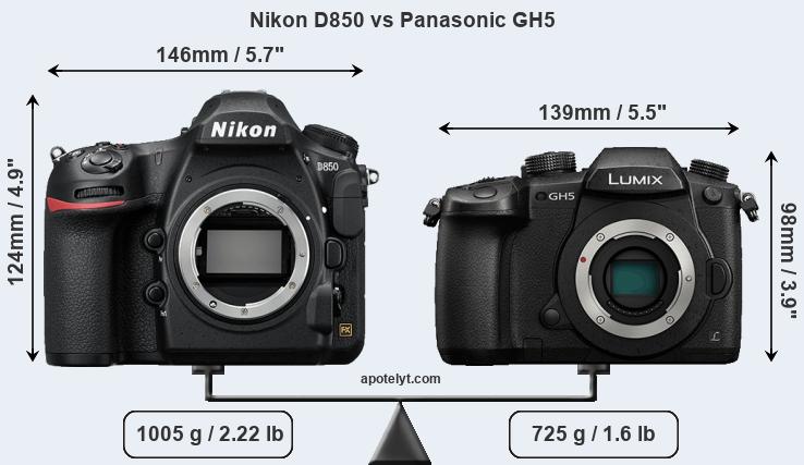 Size Nikon D850 vs Panasonic GH5