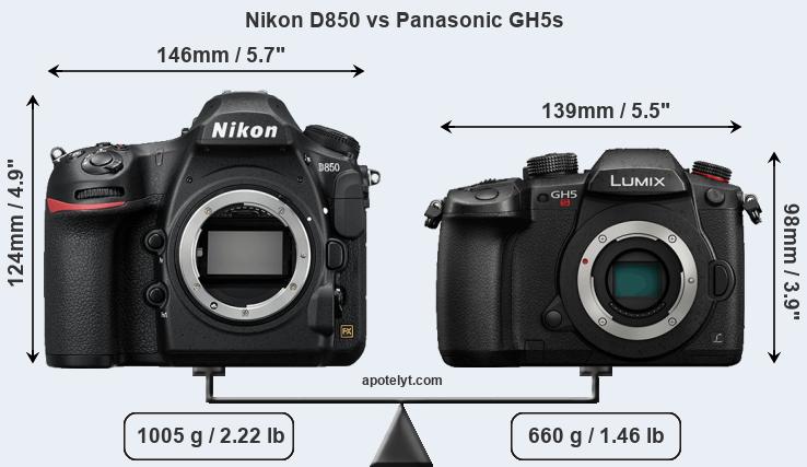 Size Nikon D850 vs Panasonic GH5s
