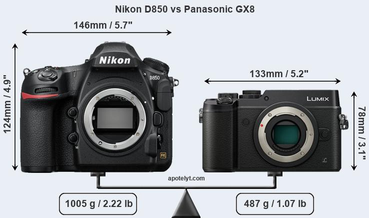 Size Nikon D850 vs Panasonic GX8