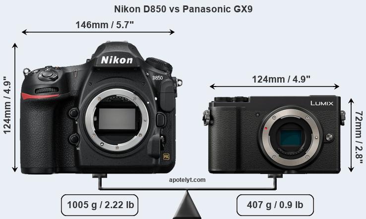 Size Nikon D850 vs Panasonic GX9