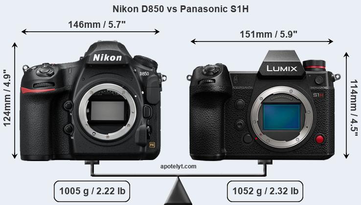 Size Nikon D850 vs Panasonic S1H