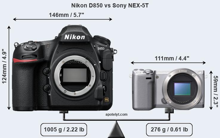 Size Nikon D850 vs Sony NEX-5T