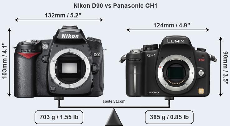 Size Nikon D90 vs Panasonic GH1