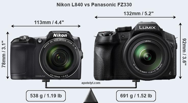 Size Nikon L840 vs Panasonic FZ330