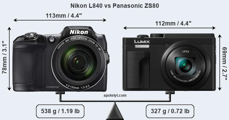 Size Nikon L840 vs Panasonic ZS80