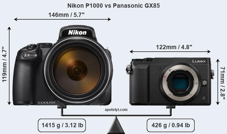 Size Nikon P1000 vs Panasonic GX85