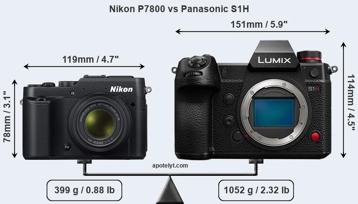 Size Nikon P7800 vs Panasonic S1H