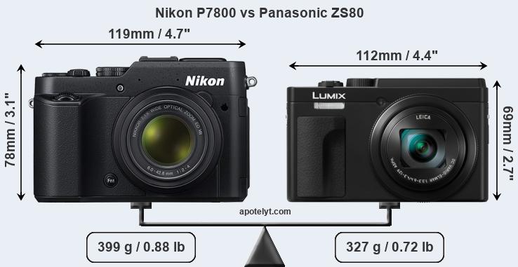 Size Nikon P7800 vs Panasonic ZS80