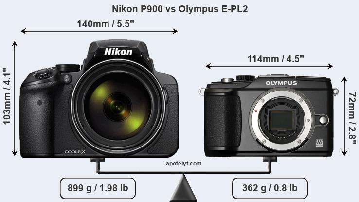 Size Nikon P900 vs Olympus E-PL2