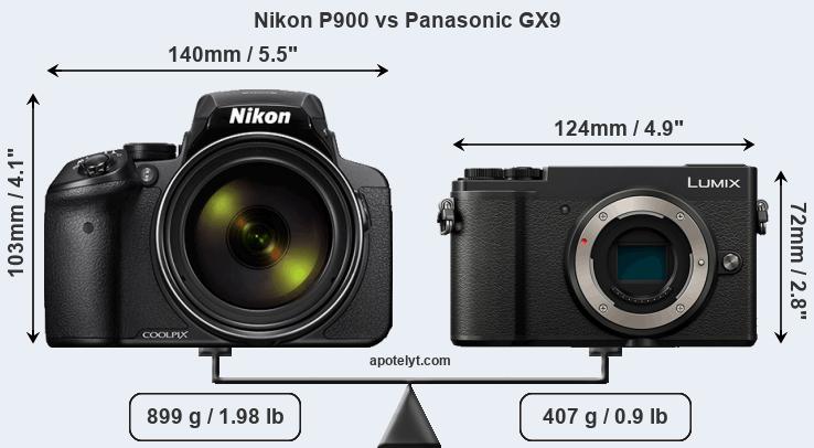 Size Nikon P900 vs Panasonic GX9