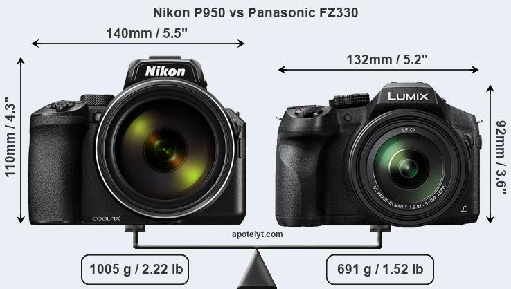 Size Nikon P950 vs Panasonic FZ330