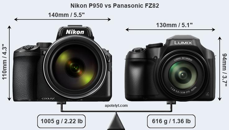 Size Nikon P950 vs Panasonic FZ82