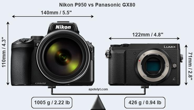 Size Nikon P950 vs Panasonic GX80