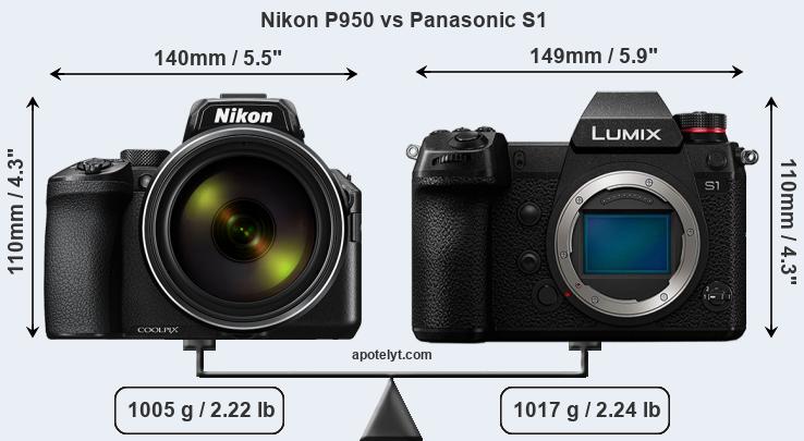 Size Nikon P950 vs Panasonic S1