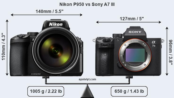 Size Nikon P950 vs Sony A7 III