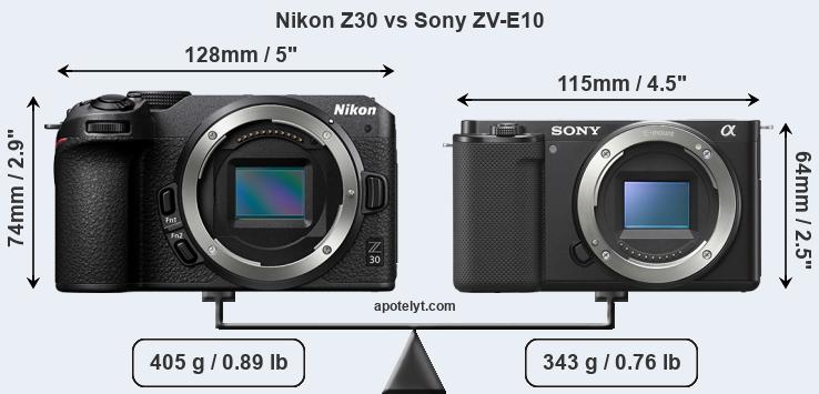 Size Nikon Z30 vs Sony ZV-E10