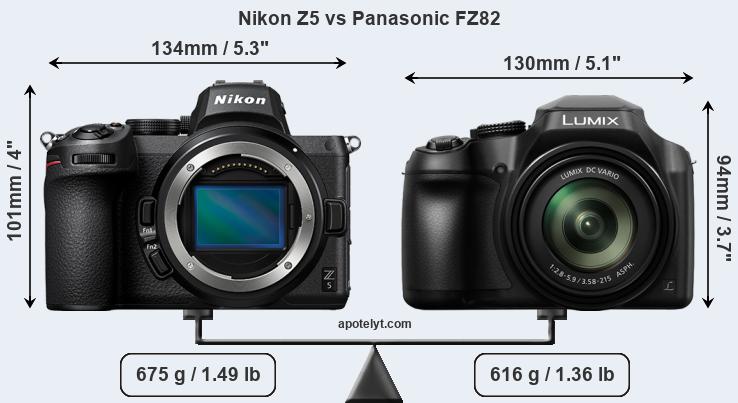 Size Nikon Z5 vs Panasonic FZ82