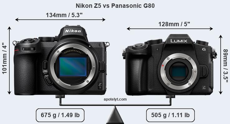 Size Nikon Z5 vs Panasonic G80