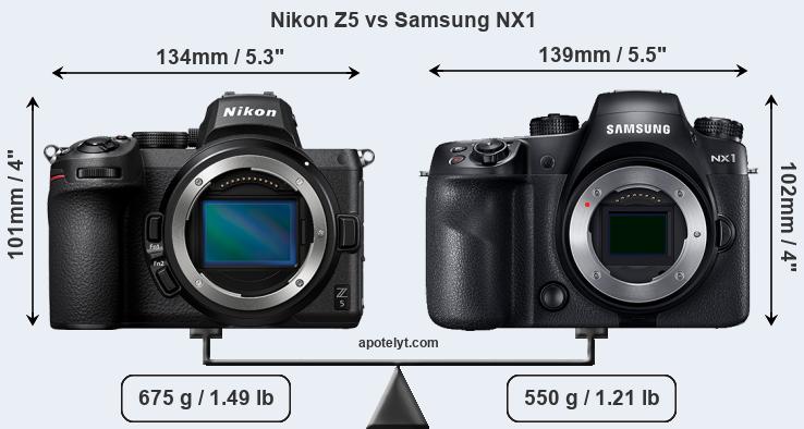 Size Nikon Z5 vs Samsung NX1