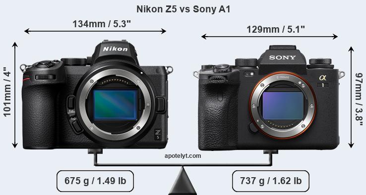 Size Nikon Z5 vs Sony A1