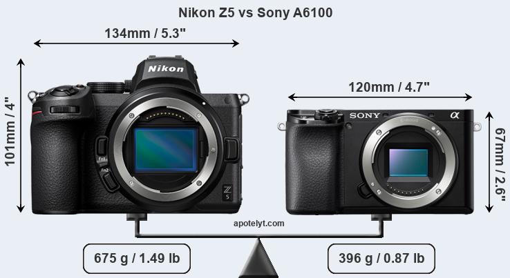 Size Nikon Z5 vs Sony A6100