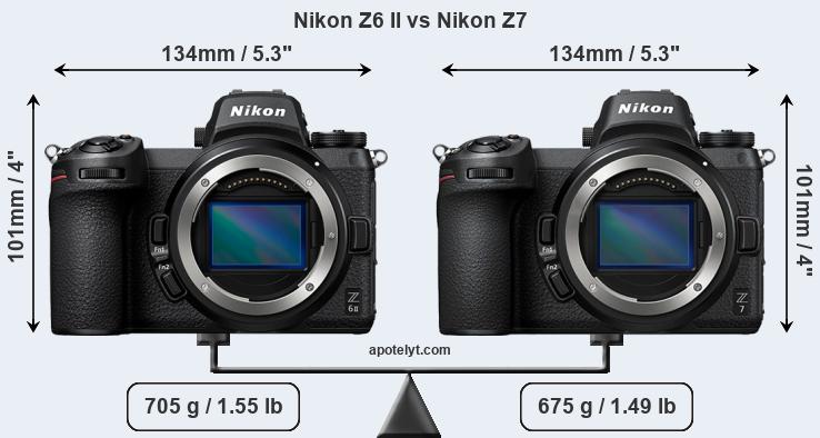 Size Nikon Z6 II vs Nikon Z7
