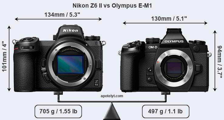 Size Nikon Z6 II vs Olympus E-M1